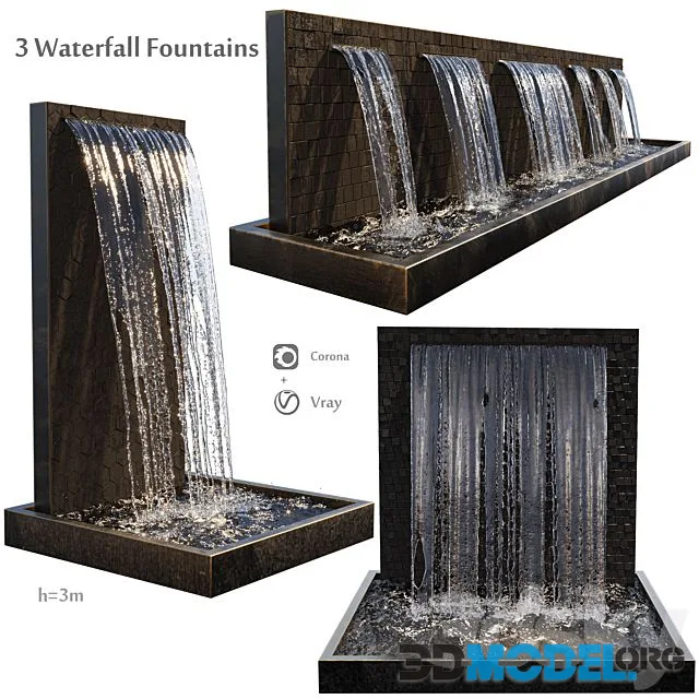 D Model Waterfall Fountains Cascade