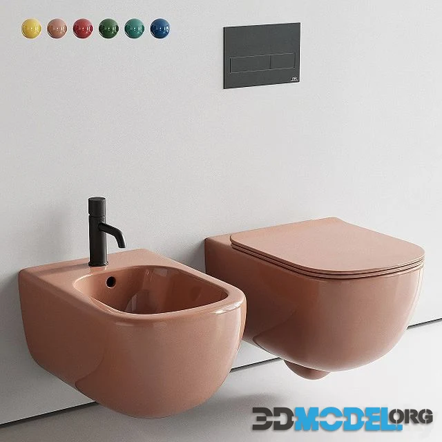 3D Model Ceramica Cielo Era Wall Hung WC Set 2