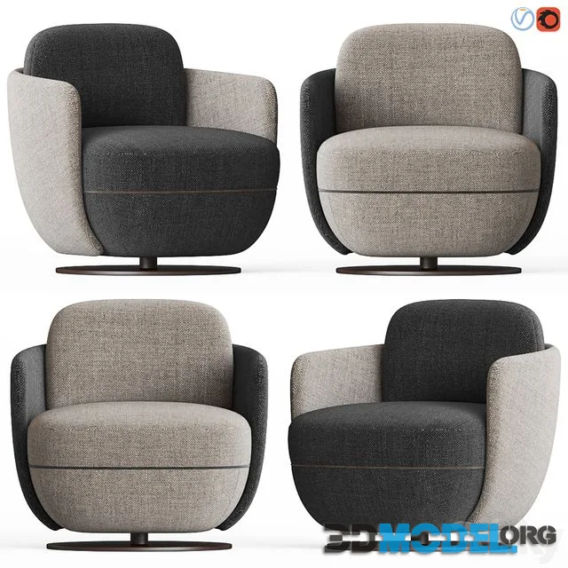 3D Model Wittmann Miles Lounge Armchair