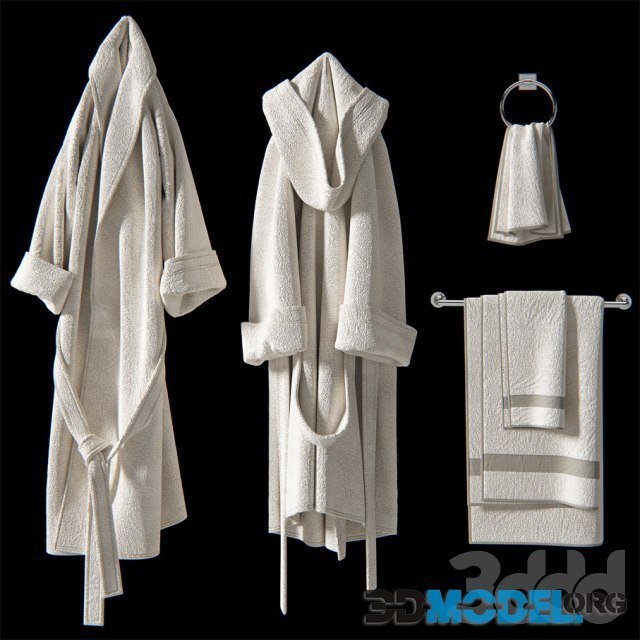 Bath set 2 (bathrobe, towel set, hanger)