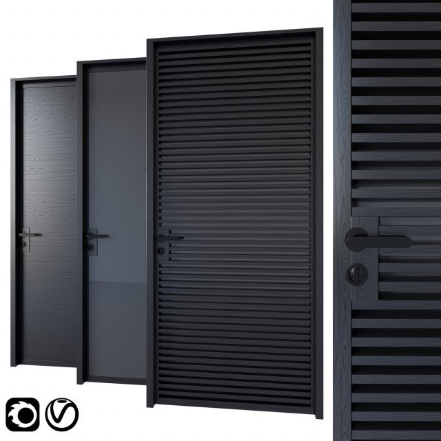 Black Modern Doors (panel, dark glass, openwork)