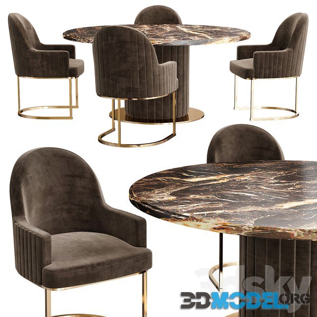 Italian Designer Marble Round table and chairs