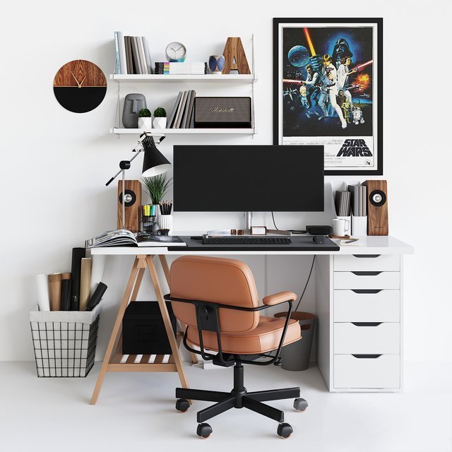Modern Workplace set with decor. Sk_1