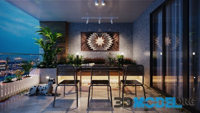 3D Exterior Balcony 5 Scene By NguyenHuuNghia