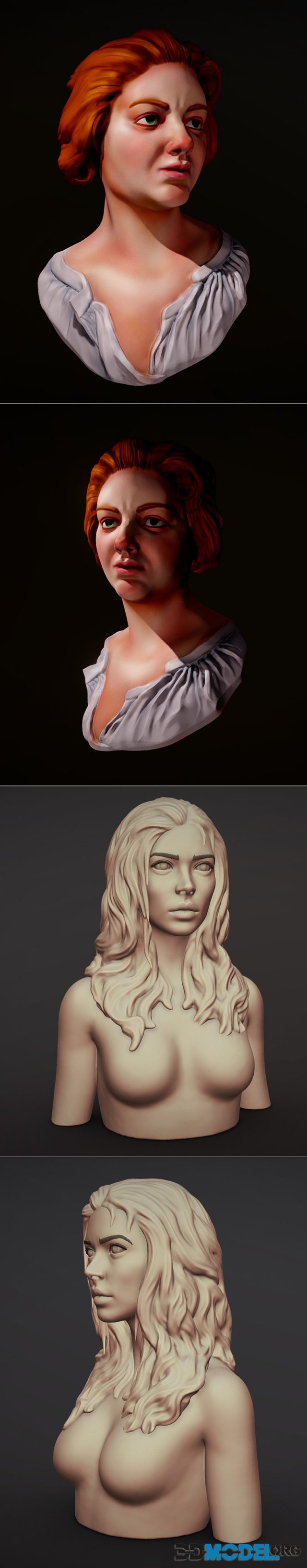 Costanza Bonarelli bust and Female Bust With Hair – Printable