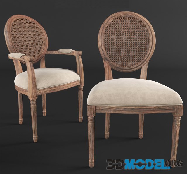 Beige Louis Chairs model by NguyenMinhKhoa