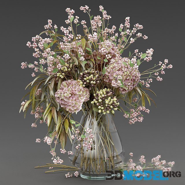 Bouquet of Snowberry and Hydrangea in a vase