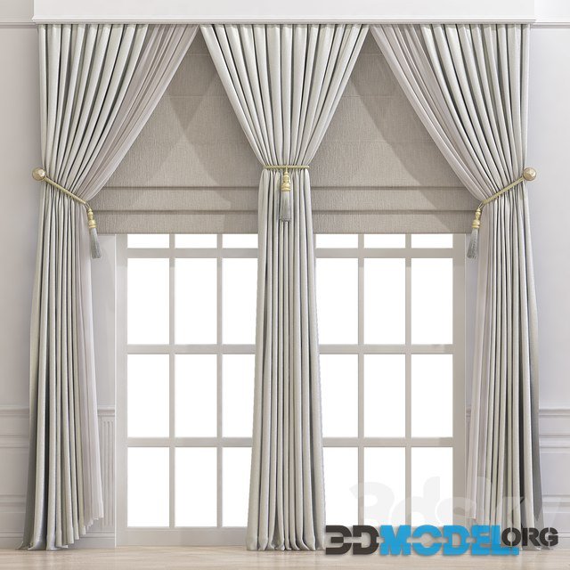 Curtain triple with tassels