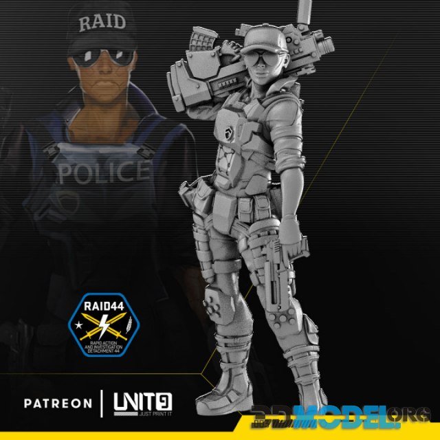 Cyberpunk police officer Lt. Justine Clevel – Printable Figure