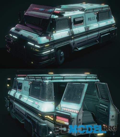 Cyberpunk style Riot Police Van