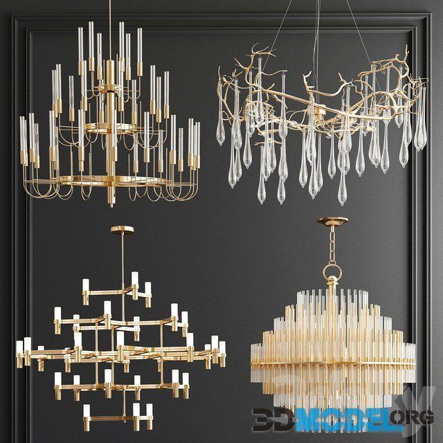 Four Exclusive Chandelier Collection 54 (glass and golden)