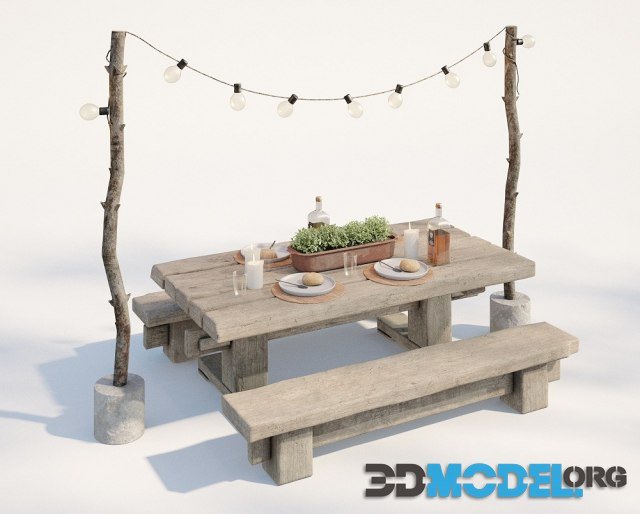 Garden wooden furniture set
