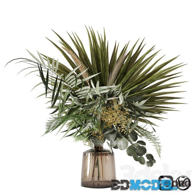 Green bouquet (palms, olive, grass, eucalyptus)