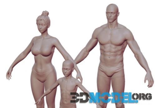 High-poly 3 characters