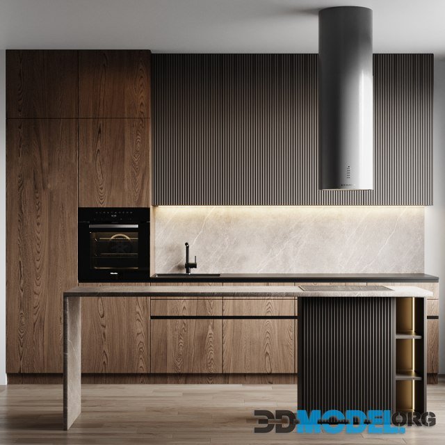 Kitchen 3 with Hood Faber CYLINDRA ISOLA GLOSS