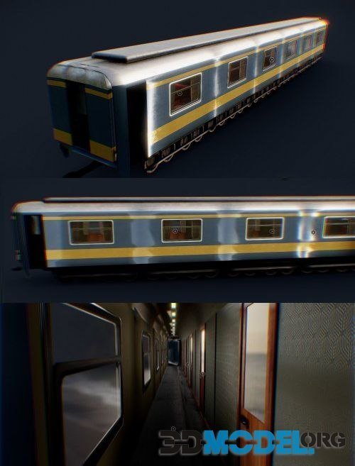 Low-poly Train Railroad Car With Interior
