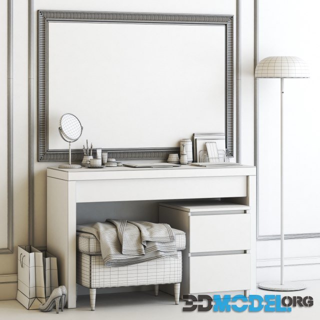 3D Model – MALM Dressing Table by IKEA and decor