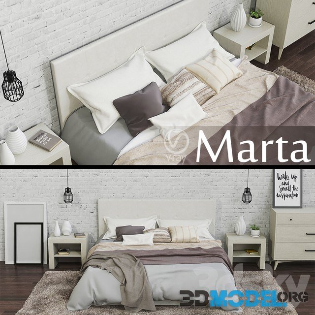 Marta bed with decor