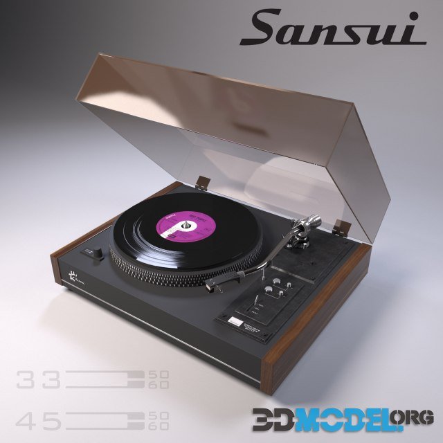 3D Model – Sansui SR-717 vinyl player