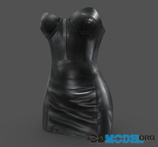Stapless Female Mini Leather Chemise Dress PBR