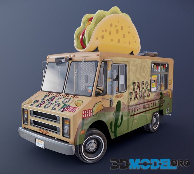 Taco Foodtruck low-poly PBR