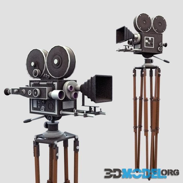 Vintage movie camera with tripod