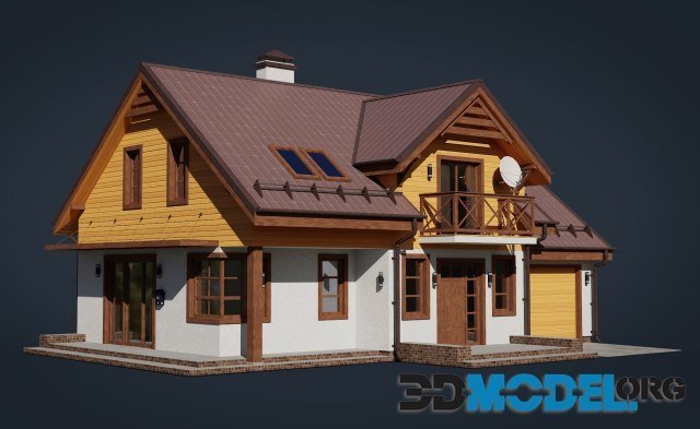 Wooden cottage Low-Poly