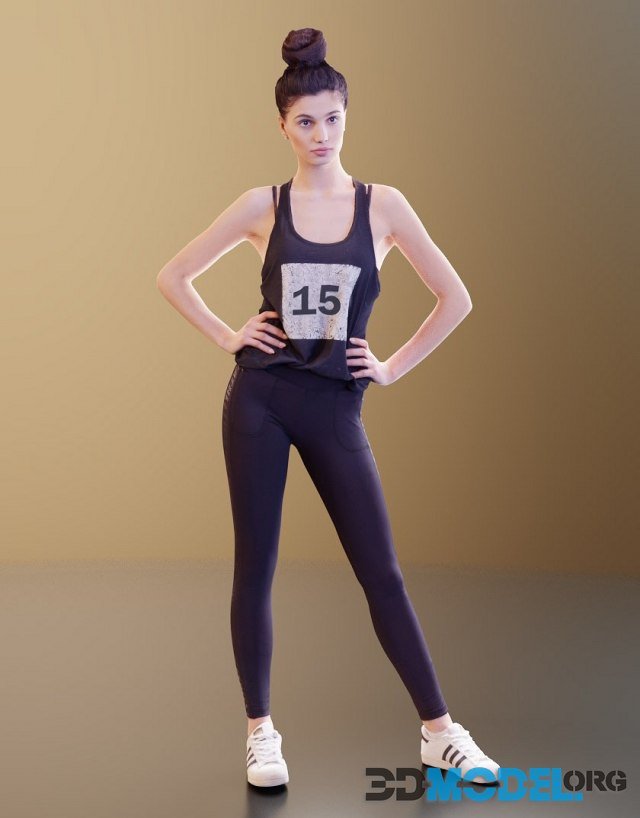 Young girl Myriam poses in sportswear (3D-Scan)