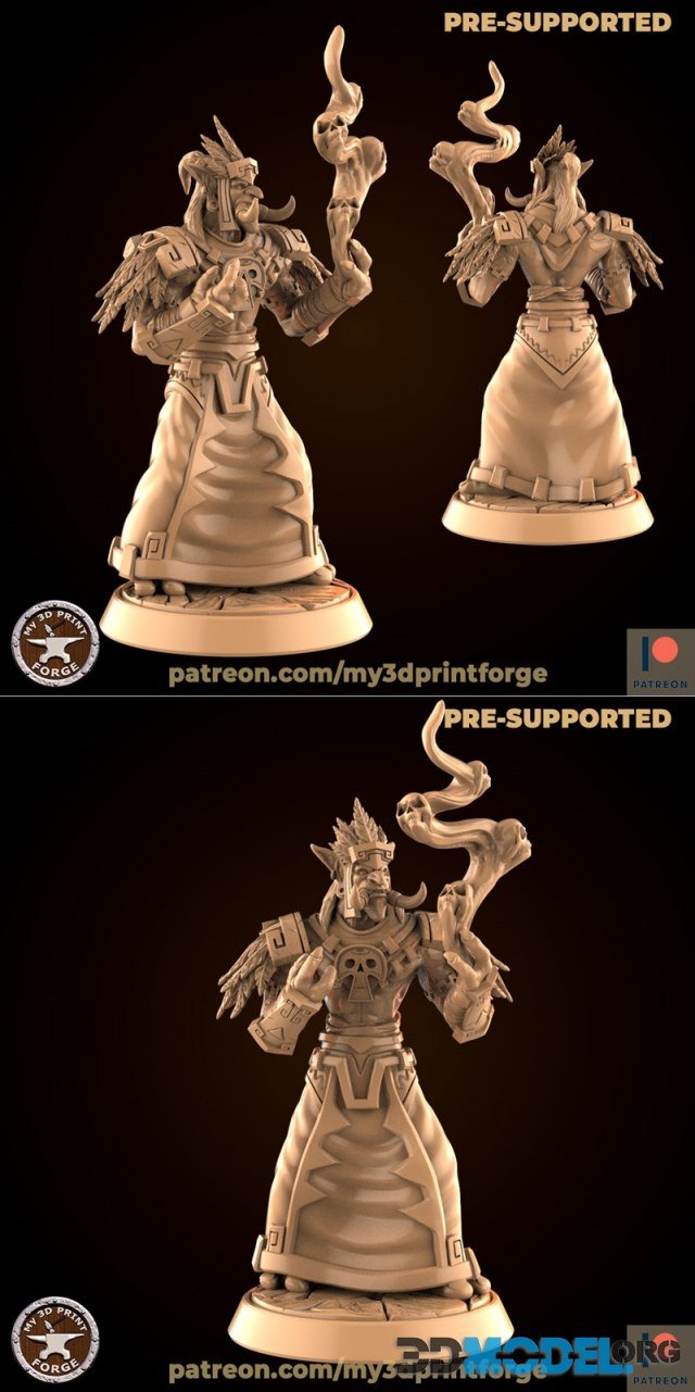 3D Model Tribe Troll Priest With Shadow Spell Printable