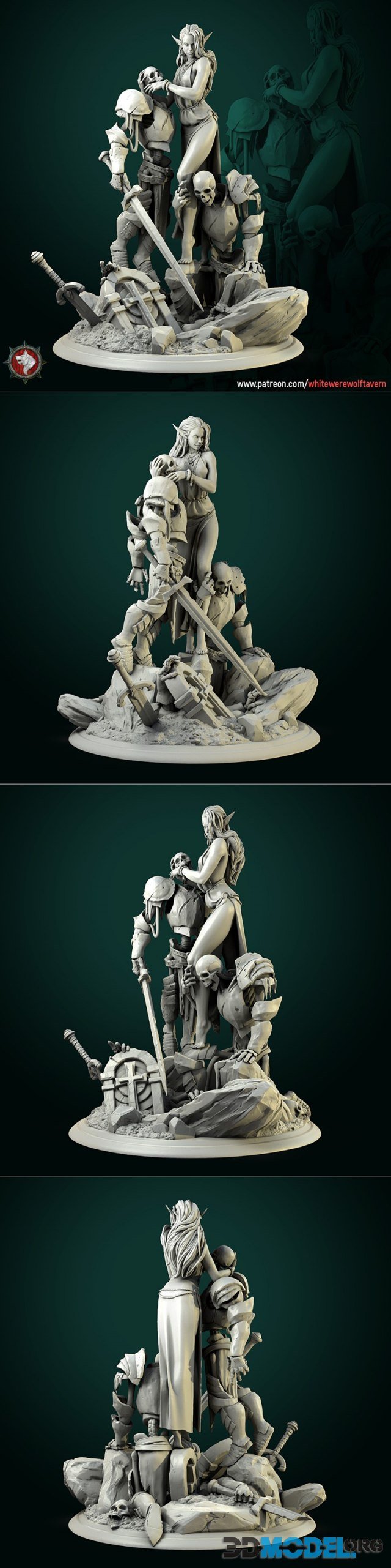 Diorama Laedria the Necromancer with skeletons – Printable