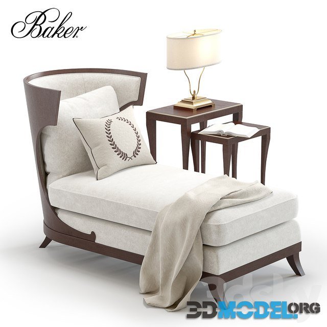 Bakers Atrium chaise, Gorgone Tables and Lamp