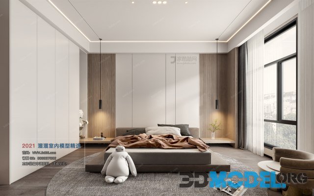 Modern style Bedroom 3D-Scene (Vray) A013