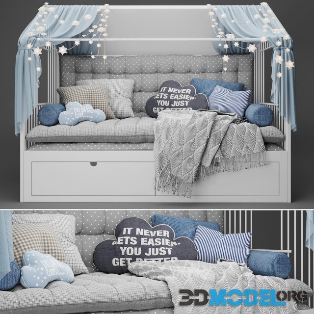 Childrens Bed House with decor