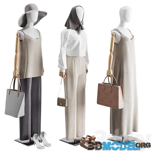 3D Model – Clothes Set 02 with bag, hat, shoes