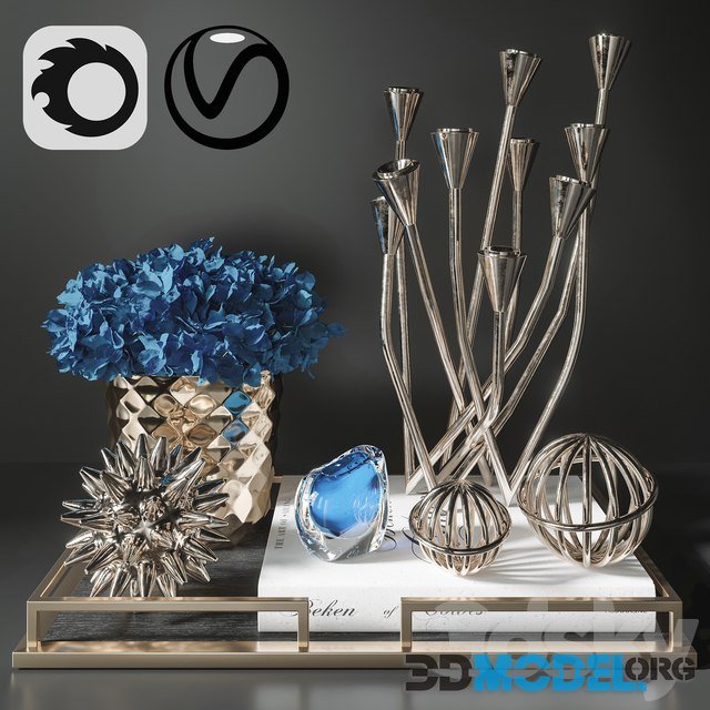 Decoration Set 12 with tray and hydrangea