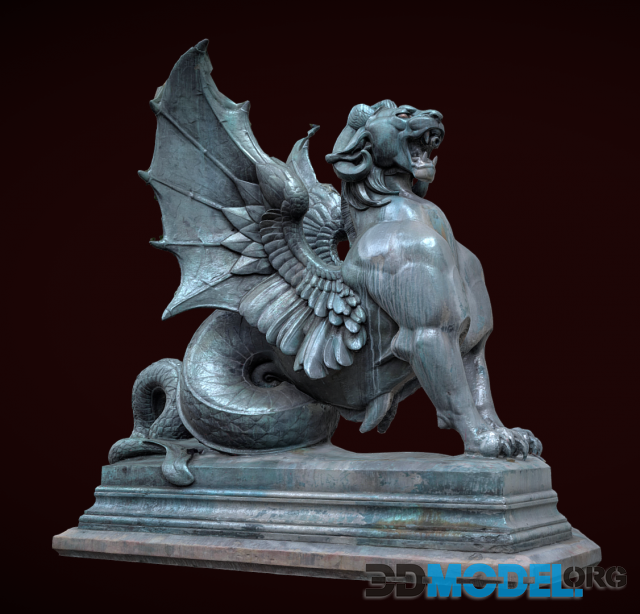 Dragon aile – 3 LOD and 19th century griffon – Sculptures
