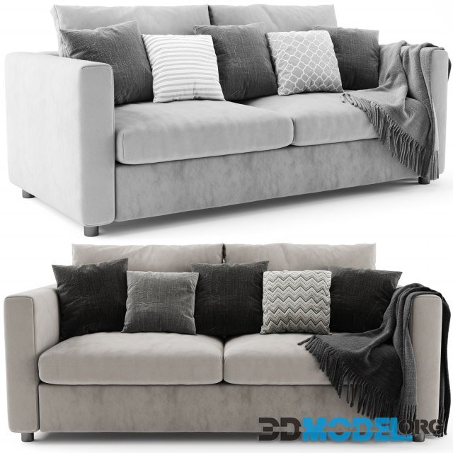 Ikea Finnala 2 Seat Sofa with pillows and plaid