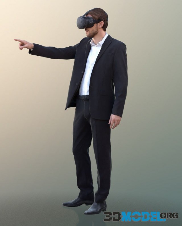 Kenneth Man in a Strictly Suit and VR Helmet (3D Scan)
