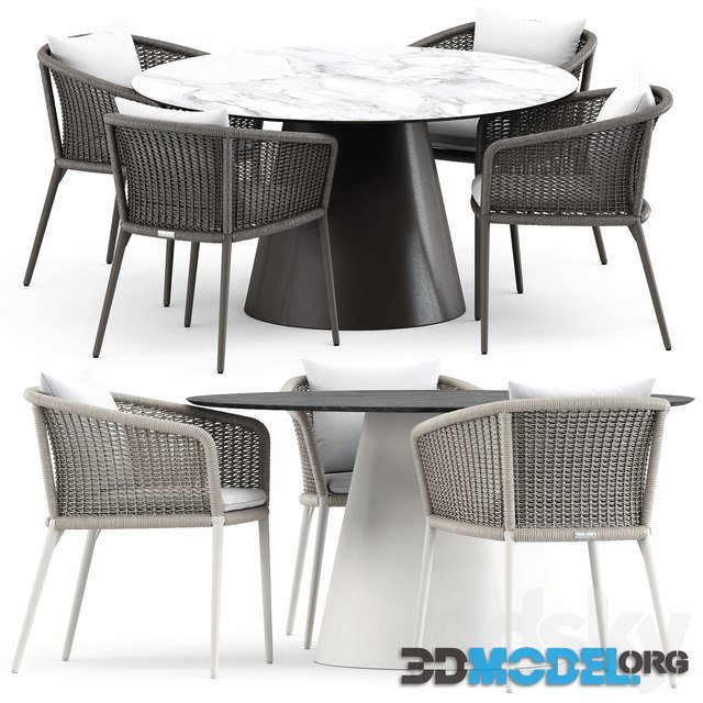 Knot Armchair and Cone ii Dining Table by by JANUS
