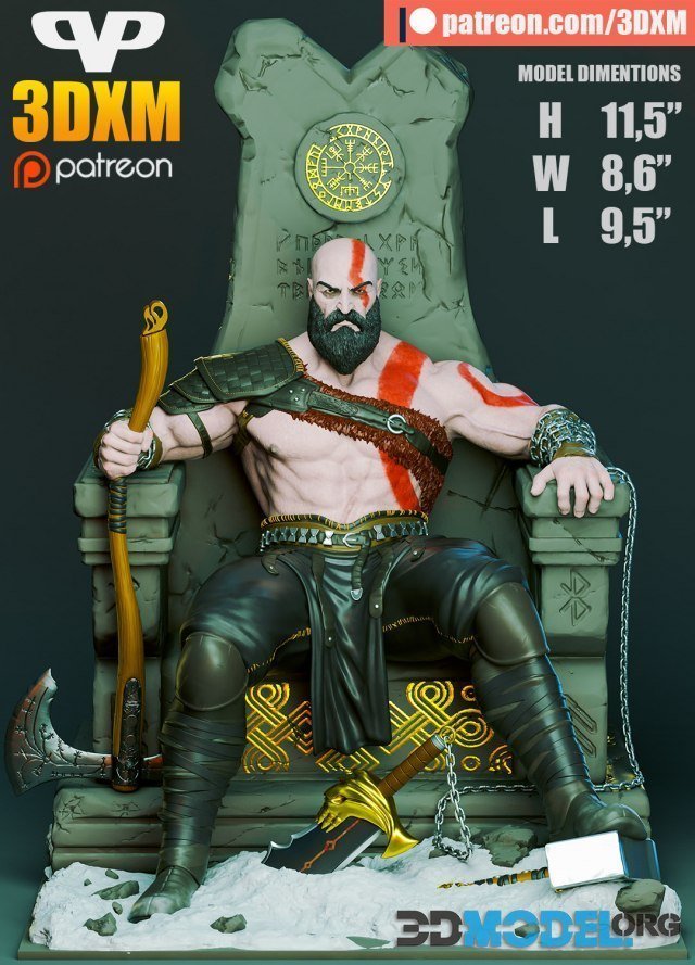 Kratos on Throne – Sculpture
