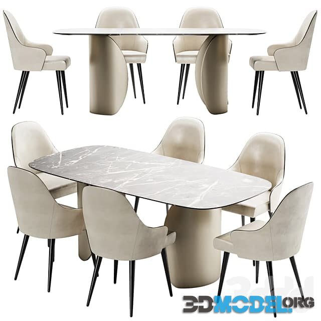 Furniture set (Ludwig chair, table Petalo 72 by Reflex)