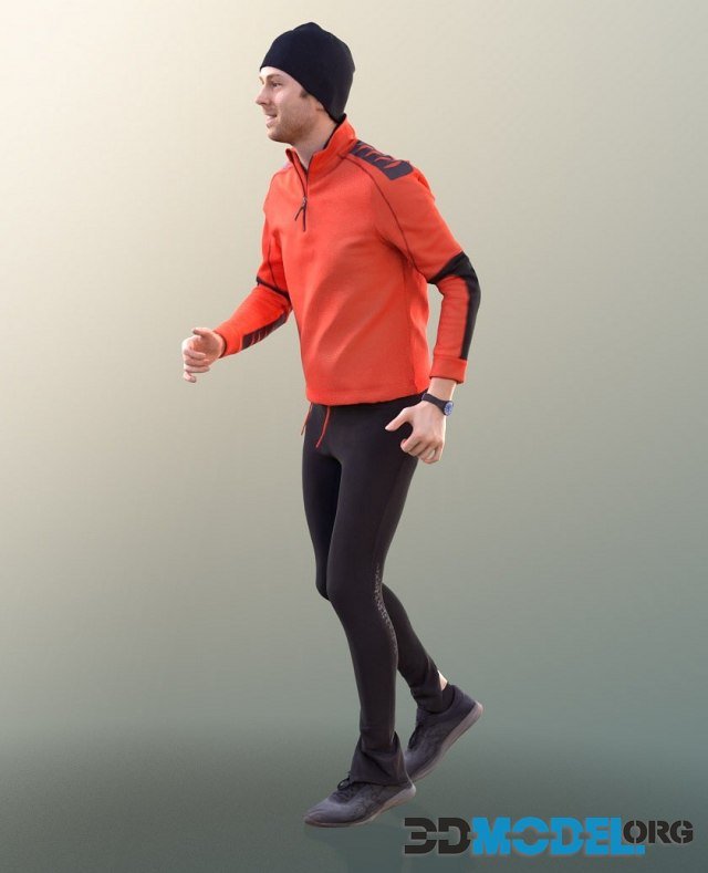Man John in sportswear at a jog (3D-Scan)