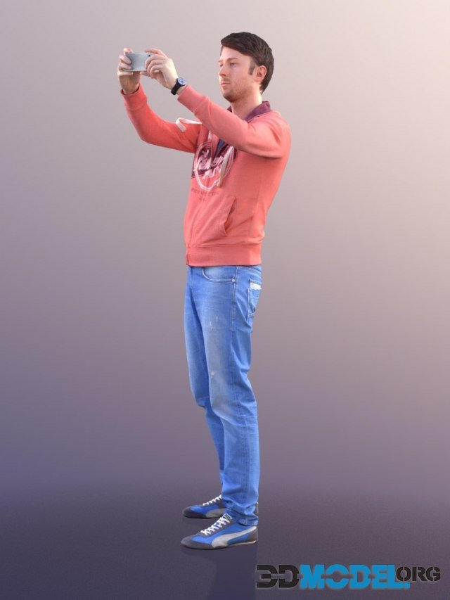 Man John shoots on his phone (3D-Scan)