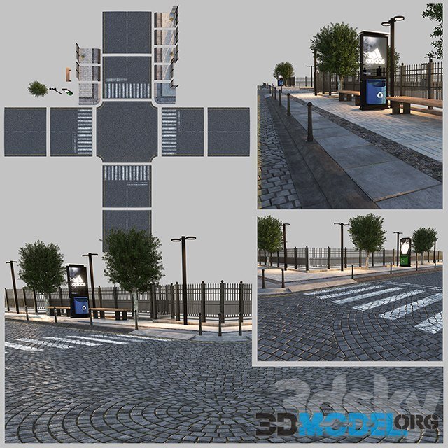 Paving stone road and Sidewalk 3