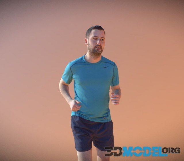 Portrait Sportswear Casual Man in Shorts Running Jogging