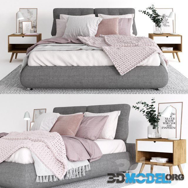 Scandinavian Bedroom Set with bed Kami by Sepia Group
