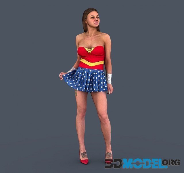 Sexy Girl Wearning Short Skirt Standing