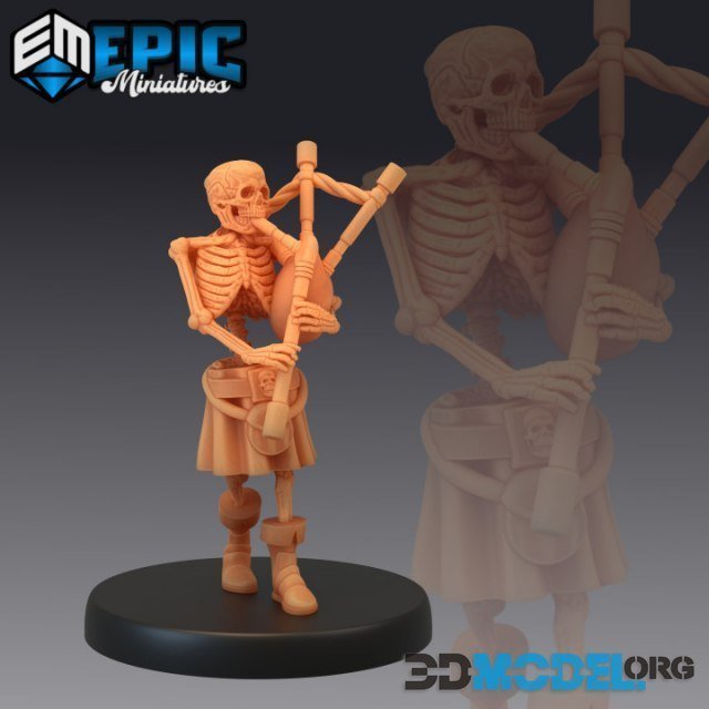 Skeleton Musician Bagpipes Sculpture