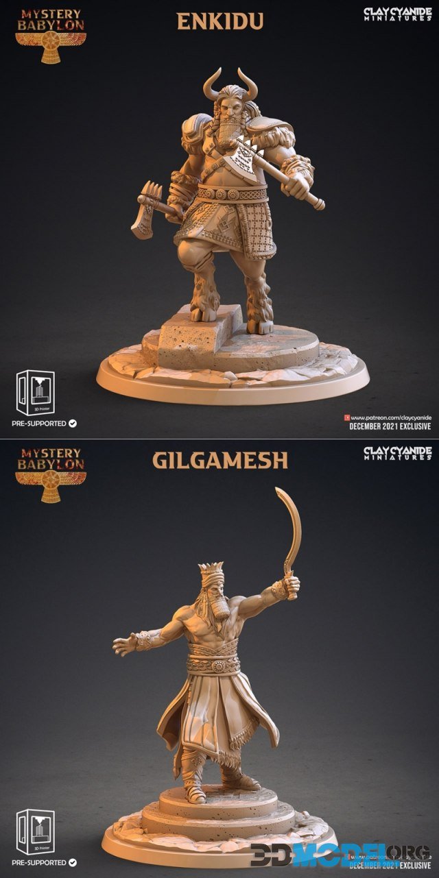 Clay Cyanide Miniatures - Enkidu, Gilgamesh – Printable