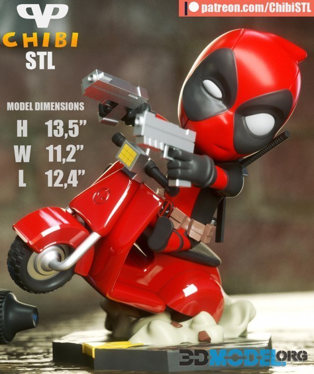 3DXM - Deadpool on Vespa Chibi – Printable